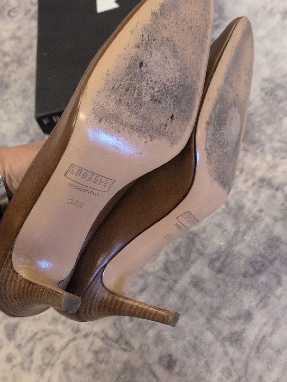 Fratelli Rossetti Chestnut Brown Leather Pointed Toe Pumps - Picture 8 of 10